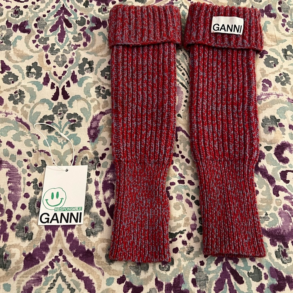 Ganni Rib Knit Fingerless Gloves - Picture 6 of 13